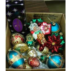 Box lot bejewled Xmas egg ornaments
