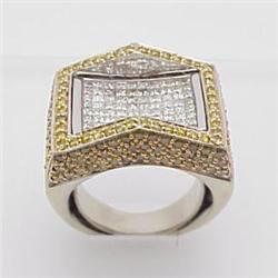 Man's yellow & White Diamond ring