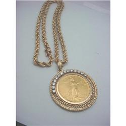 $20 Gold Coin in diamond bezel pendant
