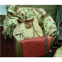 Box lot designer fabric tablecloths etc