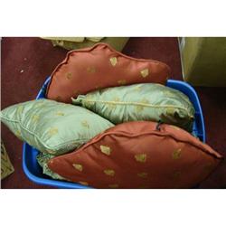 Box lot silk pillows with bee design