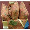 Image 1 : Box lot rose flowered pillows & tablecl