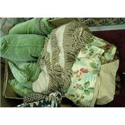 Box lot pillows, bullion fringe cloth
