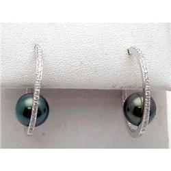 Black Pearl & Diamond Earrings