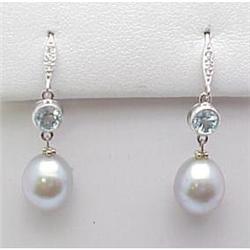 Pearl & Aqua Earrings