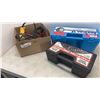 Image 1 : JUMPER CABLES, DEWALT ELECTRIC DRILL AND 2 CASES TIRE CHAINS