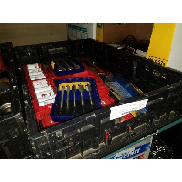 Crate of Milwaukee wholesales, drill bits and more