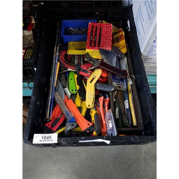 Crate of exacto knives and blades
