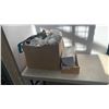 Image 1 : Box of poulan chainsaw, POS handheld, touchless dispenser and more