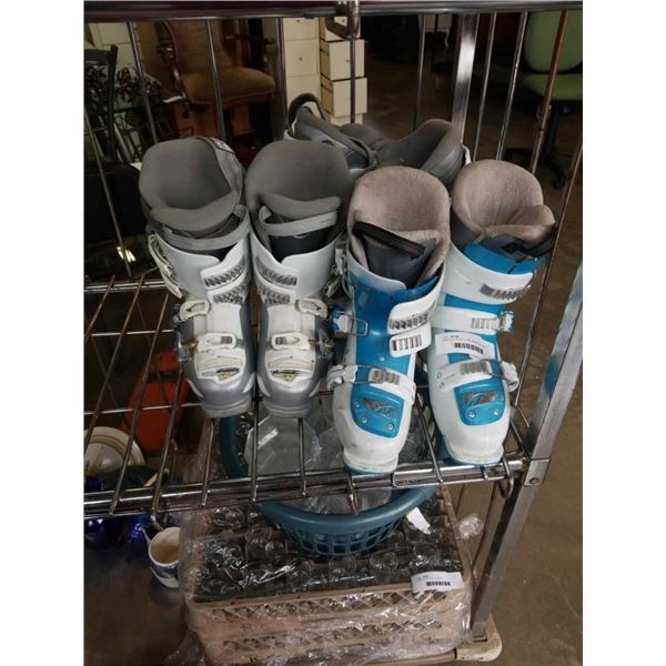 NORDICA TEAM 3 FIRE ARROW SKI BOOTS, AND 2 PAIRS NORDICA CRUISE NFS SKI BOOTS