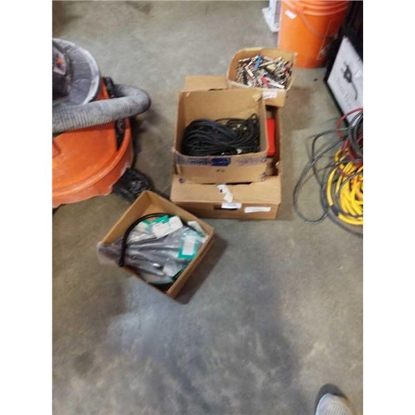 Box of lawn mower accessories, Black and Decker drill bit set and more