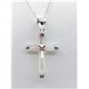 Image 2 : STERLING SILVER MOTHER OF PEARL CROSS W/ STERLING CHAIN W/ APPRAISAL $600