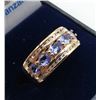 Image 3 : STERLING SILVER ROSE GOLD PLATED RING SET W/ 5 TANZANITE AND TOPAZ W/ APPRAISAL $1240