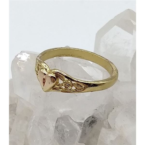 STERLING SILVER 10KT YELLOW AND ROSE GOLD VINTAGE STYLE HEART RING W/ APPRAISAL $855