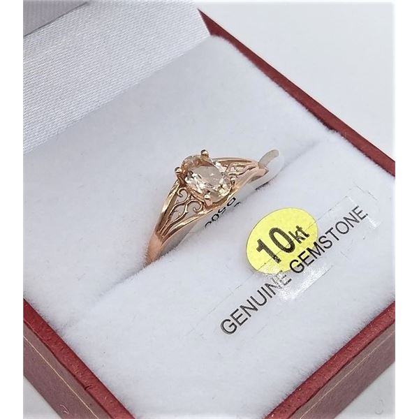 FILIGREE 10KT ROSE GOLD RING SET W/ NATURAL MORGANITE GEMSTONE W/ APPRAISAL $1300