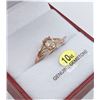 Image 1 : FILIGREE 10KT ROSE GOLD RING SET W/ NATURAL MORGANITE GEMSTONE W/ APPRAISAL $1300