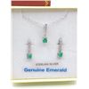 Image 1 : STERLING SILVER EARRINGS AND PENDANT SET W/ GENUINE EMERALD, ACCENTED CZ, AND CHAIN W/ APPRAISAL $81