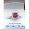 Image 1 : STERLING SILVER RING W/ RUBY GEMSTONE AND CZ W/ APPRAISAL $1120