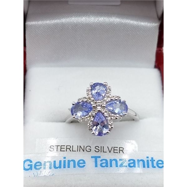 STERLING SILVER GENUINE TANZANITE RING RETAIL $550