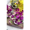 Image 3 : Crystal jug and basket of glass eggs and 4 new artificial orchids
