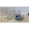 Image 5 : Crystal jug and basket of glass eggs and 4 new artificial orchids