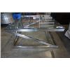 Image 2 : MODERN SQUARE GLASSTOP COFFEE TABLE 34 X 34 INCHES X 16.5 TALL