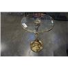 Image 2 : METAL AND GLASS FIGURAL PARLOUR TABLE 16 INCH DIAMETER, 25 INCHES TALL