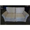 Image 1 : WHITE PILLOWBACK LOVESEAT - 56 inches wide, 3 foot deep