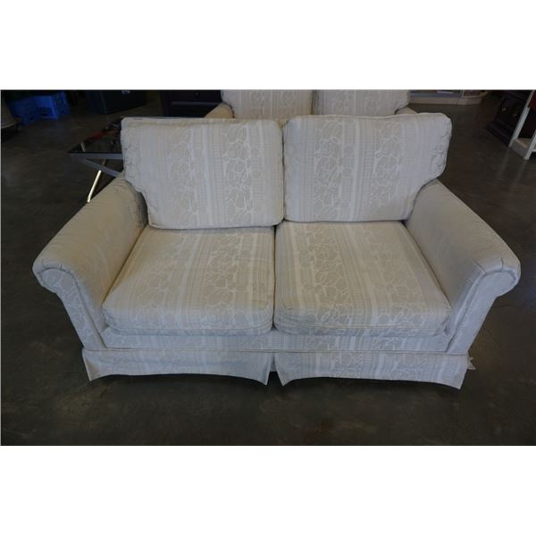 WHITE LOVESEAT - 56 inches wide, 3 foot deep