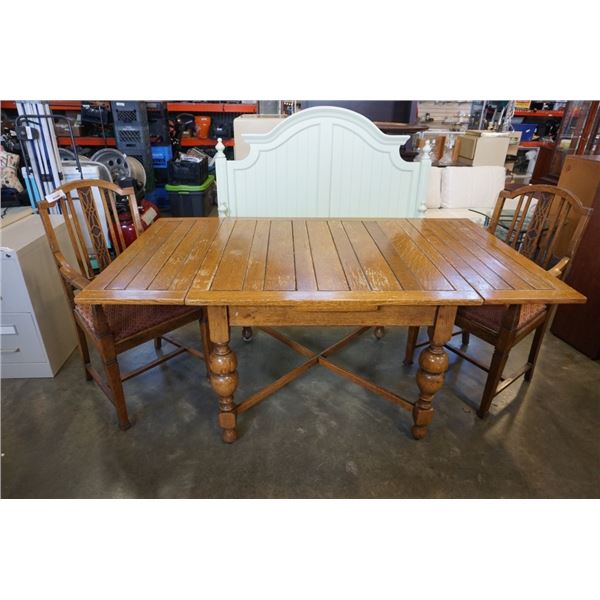 VINTAGE DRAWLEAF DINING TABLE WITH 2 CHAIRS - 42 x 42 inches 31 tall