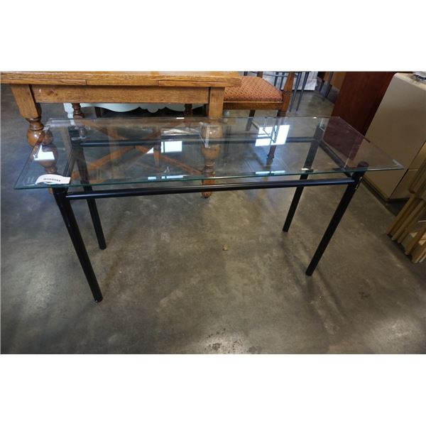 GLASSTOP SOFA TABLE 50 INCHES WIDE, 18 DEEP, 26 TALL