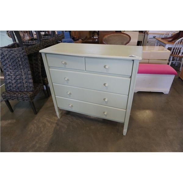 5 DRAWER CHEST OF DRAWERS SEAFOAM GREEN - 44.5 INCHES WIDE, 20 DEEP, 43 TALL