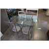 Image 1 : METAL GLASSTOP DINING TABLE WITH 4 CHAIRS - 5 X 3 FOOT X 19.5 INCHES TALL