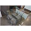 Image 2 : METAL GLASSTOP DINING TABLE WITH 4 CHAIRS - 5 X 3 FOOT X 19.5 INCHES TALL