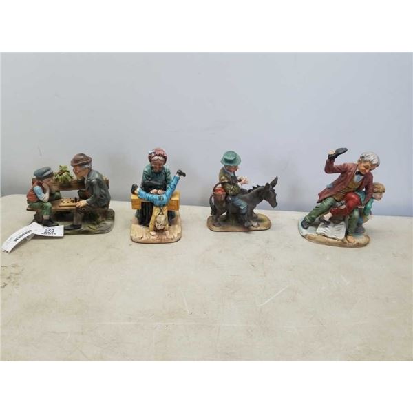 4 VINTAGE HAND PAINTED FIGURES - one repaired