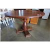 Image 2 : ROUND WOOD PEDESTAL DINING TABLE - 46 INCH DIAMETER, 31 TALL