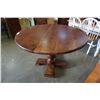 Image 7 : ROUND WOOD PEDESTAL DINING TABLE - 46 INCH DIAMETER, 31 TALL
