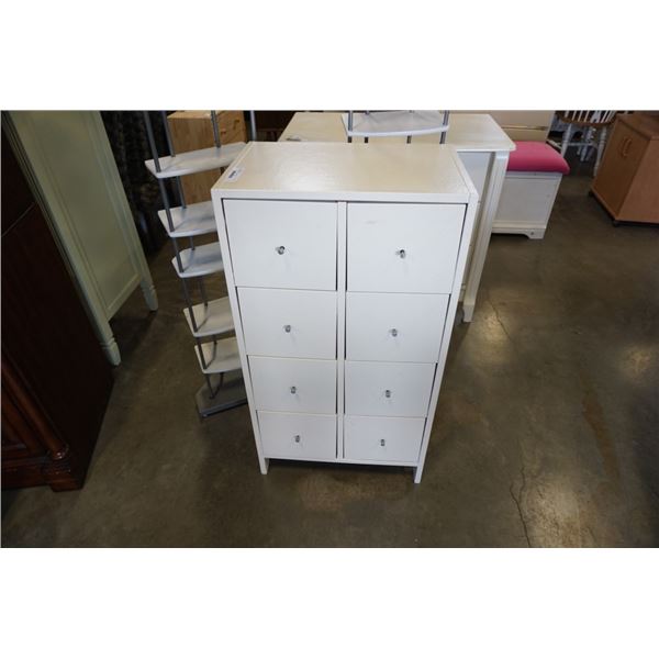 White 8 drawer chest of drawers - 21 INCHES WIDE, 14 DEEP, 39 TALL