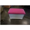 Image 1 : Pink/white storage chest/bench - 31 inch wide x 16 deep x 20 tall