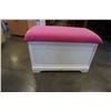 Image 2 : Pink/white storage chest/bench - 31 inch wide x 16 deep x 20 tall