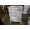 Image 1 : WHITE FRENCH PROVINCIAL 5 DRAWER CHEST OF DRAWERS - 32 INCH WIDE X 18 DEEP X 47 TALL