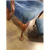 Image 4 : VINTAGE WOOD ARM CHAIR AND FOOTSTOOL