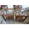 Image 1 : PAIR OF BEVELLED GLASSTOP ENDTABLES - 23.5 INCH WIDE X 25.5 X 23 TALL