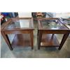 Image 2 : PAIR OF BEVELLED GLASSTOP ENDTABLES - 23.5 INCH WIDE X 25.5 X 23 TALL