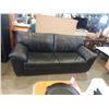 Image 1 : BLACK LEATHER SOFA - 82 INCHES WIDE X 39 DEEP