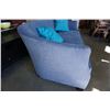 Image 10 : LEE INDUSTRIES CUSTOM HAND MADE BLUE SOFA WITH THROW PILLOWS - 83 INCHES WIDE, 38 INCHES DEEP