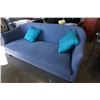 Image 2 : LEE INDUSTRIES CUSTOM HAND MADE BLUE SOFA WITH THROW PILLOWS - 83 INCHES WIDE, 38 INCHES DEEP