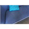 Image 6 : LEE INDUSTRIES CUSTOM HAND MADE BLUE SOFA WITH THROW PILLOWS - 83 INCHES WIDE, 38 INCHES DEEP