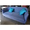 Image 8 : LEE INDUSTRIES CUSTOM HAND MADE BLUE SOFA WITH THROW PILLOWS - 83 INCHES WIDE, 38 INCHES DEEP