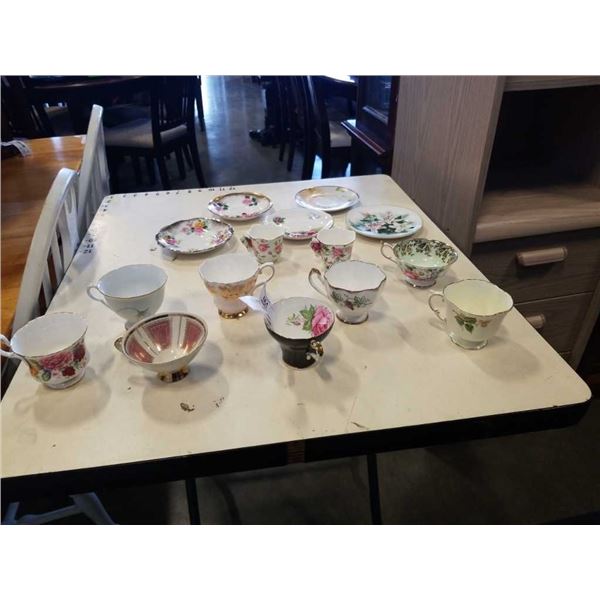 LOT OF VARIOUS UNMATCHED CHINA CUPS AND OTHER SAUCERS